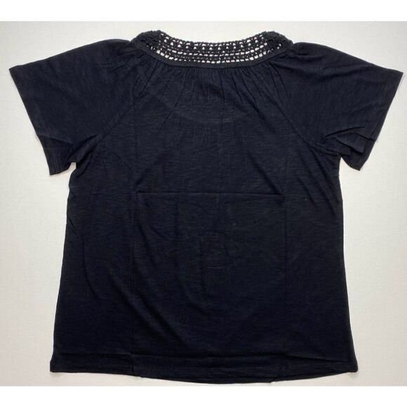 Style & Co Black Crochet Neck T‎ Shirt Sz Medium NEW - Picture 2 of 6
